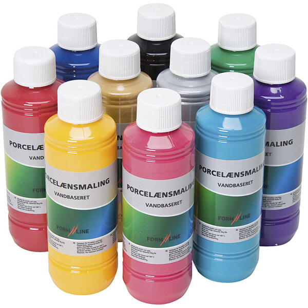 Creativ Company Glas- en porseleinverf, diverse kleuren, 10x250 ml/ 1 doos