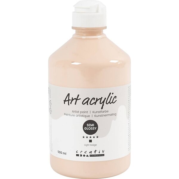 Creativ Company Acryl Verf, semi-glanzend, dekkend, licht beige, 500 ml/ 1 fles