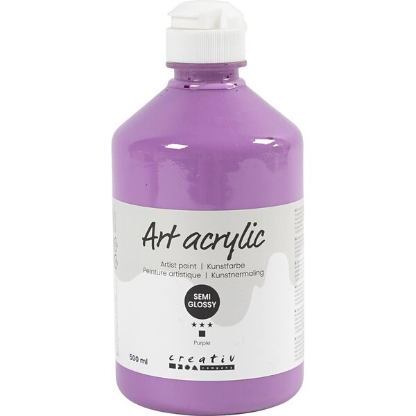 Creativ Company Acryl Verf, semi-glanzend, dekkend, paars, 500 ml/ 1 fles