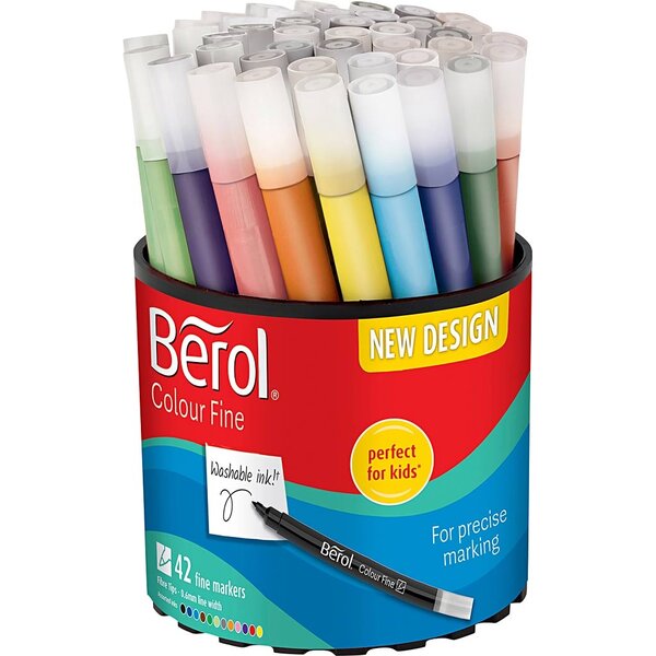 Berol Berol Colourfine, d 10 mm, lijndikte 0,3-0,7 mm, diverse kleuren, 42 stuk/ 1 Doosje