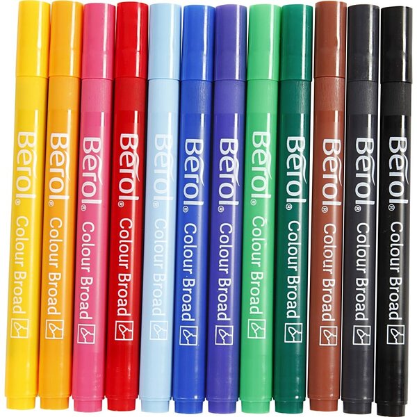 Berol Berol Stift, d 10 mm, lijndikte 1-1,7 mm, diverse kleuren, 12 stuk/ 1 doos