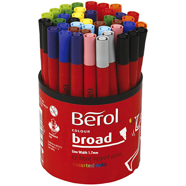 Berol Berol Stift, d 10 mm, lijndikte 1-1,7 mm, diverse kleuren, 42 stuk/ 1 Doosje