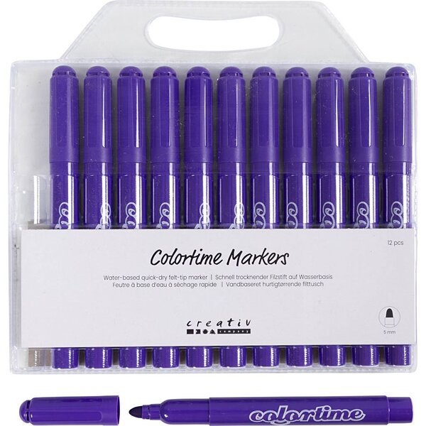 Colortime Colortime stiften, lijndikte 5 mm, paars, 12 stuk/ 1 doos