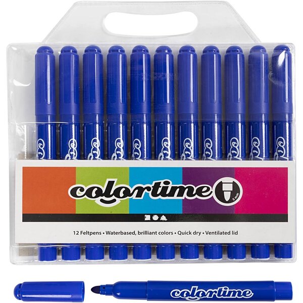 Colortime Colortime stiften, lijndikte 5 mm, blauw, 12 stuk/ 1 doos