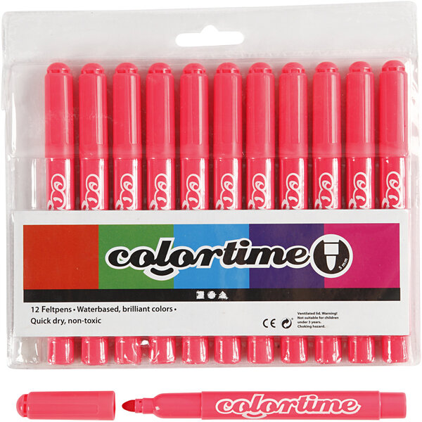 Colortime Colortime stiften, lijndikte 5 mm, roze, 12 stuk/ 1 doos