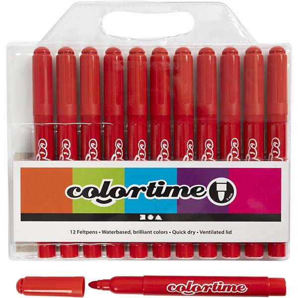 Colortime Colortime stiften, lijndikte 5 mm, rood, 12 stuk/ 1 doos
