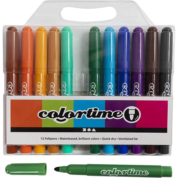 Colortime Colortime stiften, lijndikte 5 mm, extra kleuren, 12 stuk/ 1 doos