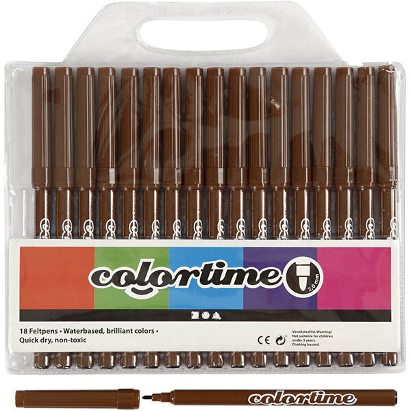 Colortime Colortime stiften, lijndikte 2 mm, bruin, 18 stuk/ 1 doos