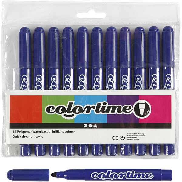 Colortime Colortime stiften, lijndikte 5 mm, donkerblauw, 12 stuk/ 1 doos