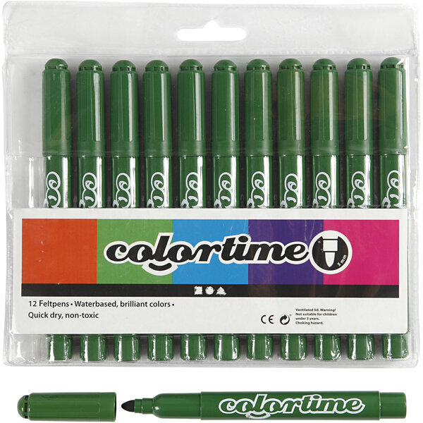 Colortime Colortime stiften, lijndikte 5 mm, dennegroen, 12 stuk/ 1 doos
