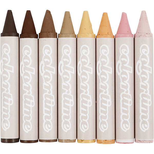 Colortime Waskrijt, L: 10 cm, d 15 mm, skin colours, 8 stuk/ 1 doos