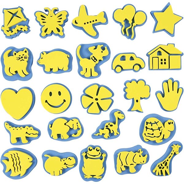 Creativ Company Foam stempels, H: 6-8 cm, B: 6-8 cm, 24 stuk/ 1 doos