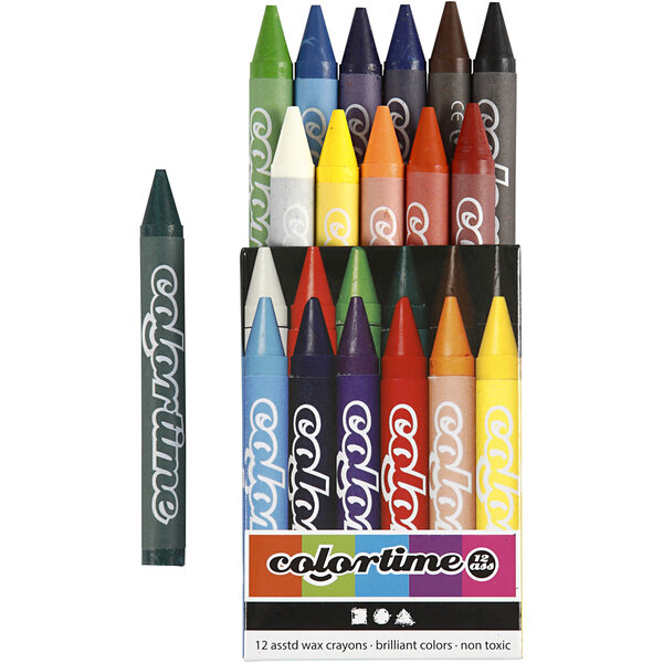 Colortime Colortime Kleurkrijt, L: 10 cm, dikte 11 mm, diverse kleuren, 2x12 stuk/ 1 doos
