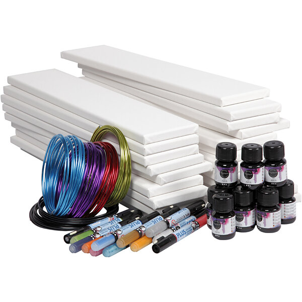 EasyKit Lange canvassen met aquarel, wit, 20 stuk, 1 set