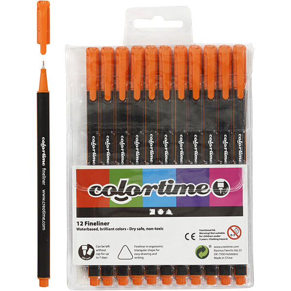 Colortime Colortime fineliners, lijndikte 0,6-0,7 mm, oranje, 12 stuk/ 1 doos