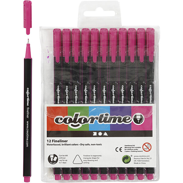 Colortime Colortime fineliners, lijndikte 0,6-0,7 mm, cyclaam, 12 stuk/ 1 doos