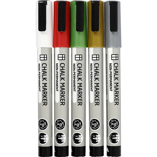 Creativ Company Krijtstiften, lijndikte 1,2-3 mm, metallic kleuren, 5 stuk/ 1 doos