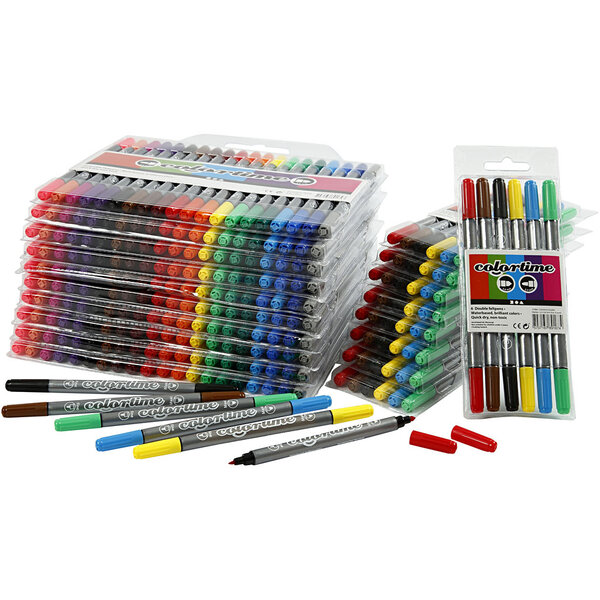 Colortime Colortime Dubbelstift, lijndikte 2,3+3,6 mm, diverse kleuren, 260 stuk/ 1 doos