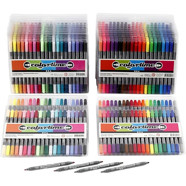 Colortime Colortime Dubbelstift, lijndikte 2,3+3,6 mm, standaardkleuren, extra kleuren, 24 doos/ 1 doos