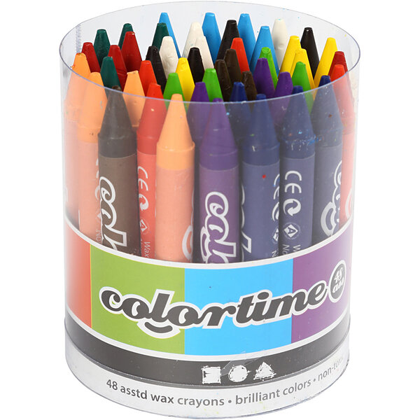 Colortime Colortime Kleurkrijt, L: 10 cm, dikte 11 mm, diverse kleuren, 48 stuk/ 1 doos