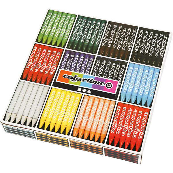 Colortime Colortime Kleurkrijt, L: 10 cm, dikte 11 mm, diverse kleuren, 12x24 stuk/ 1 doos