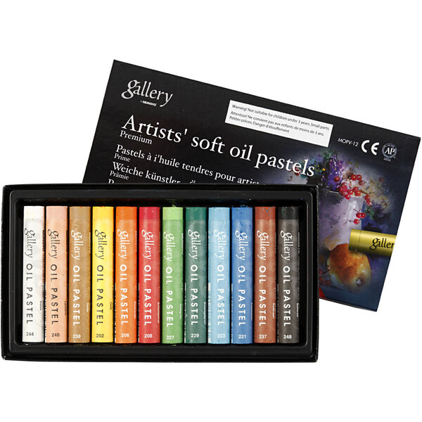Mungyo Gallery Oliepastel Premium, L: 7 cm, dikte 10 mm, diverse kleuren, 12 stuk/ 1 doos