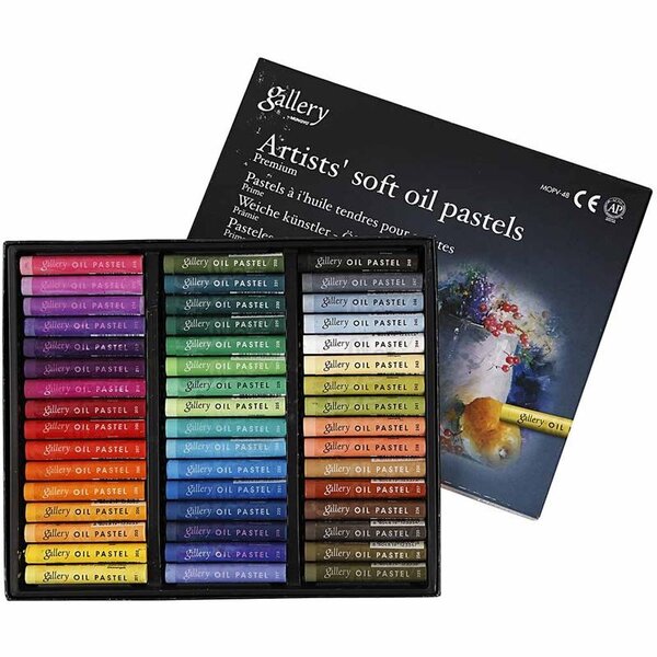Mungyo Gallery Oliepastel Premium, L: 7 cm, dikte 10 mm, diverse kleuren, 48 stuk/ 1 doos