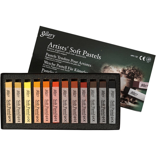 Mungyo Gallery Soft Pastel Set, L: 6,5 cm, dikte 10 mm, bruin harmonie, 12 stuk/ 1 doos