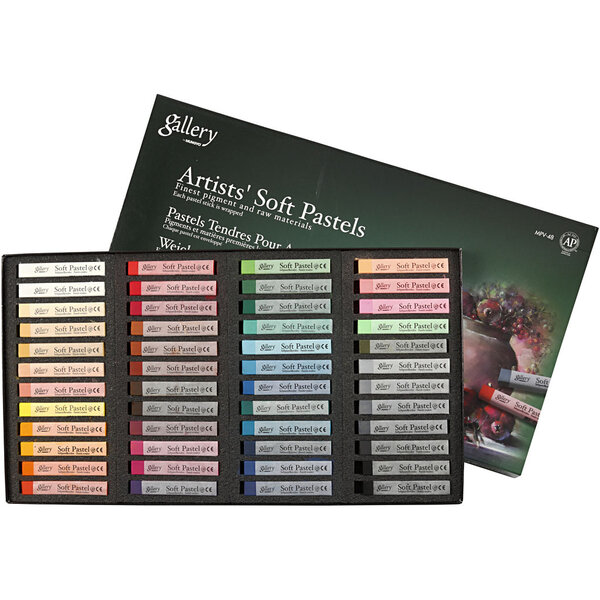 Mungyo Gallery Soft Pastel Set, L: 6,5 cm, dikte 10 mm, diverse kleuren, 48 stuk/ 1 doos