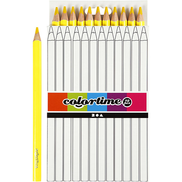 Colortime Kleurpotloden, L: 17,45 cm, vulling 5 mm, JUMBO, geel, 12 stuk/ 1 doos