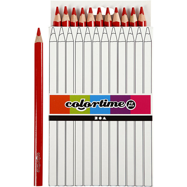 Colortime Kleurpotloden, L: 17,45 cm, vulling 5 mm, JUMBO, rood, 12 stuk/ 1 doos