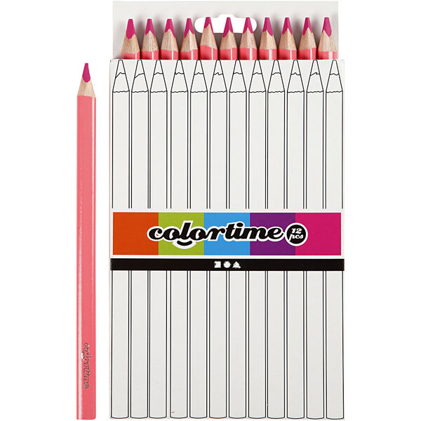 Colortime Kleurpotloden, L: 17,45 cm, vulling 5 mm, JUMBO, roze, 12 stuk/ 1 doos