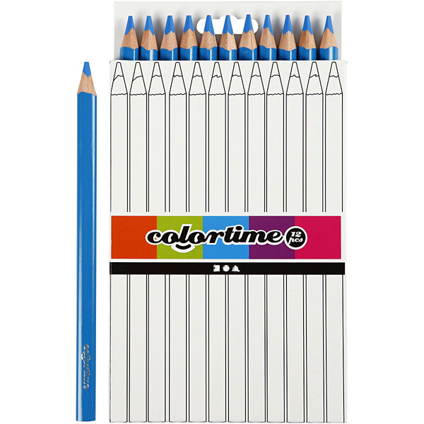 Colortime Kleurpotloden, L: 17,45 cm, vulling 5 mm, JUMBO, blauw, 12 stuk/ 1 doos