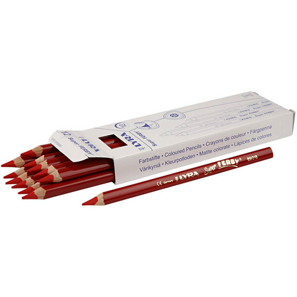 Lyra Super Ferby 1 Kleurpotloden, L: 18 cm, vulling 6,25 mm, rood, 12 stuk/ 1 doos