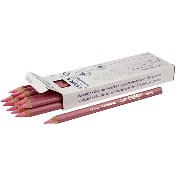 Lyra Super Ferby 1 Kleurpotloden, L: 18 cm, vulling 6,25 mm, lichtrood, 12 stuk/ 1 doos