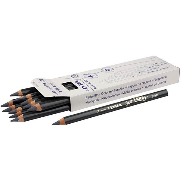 Lyra Super Ferby 1 Kleurpotloden, L: 18 cm, vulling 6,25 mm, grijs, 12 stuk/ 1 doos
