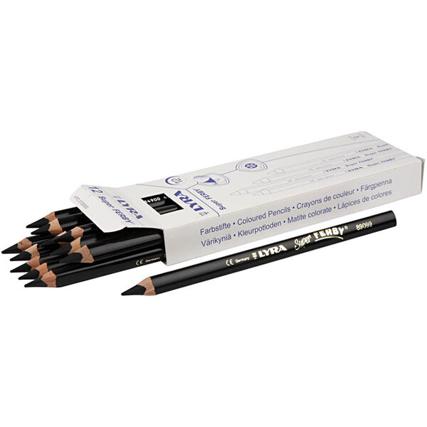 Lyra Super Ferby 1 Kleurpotloden, L: 18 cm, vulling 6,25 mm, zwart, 12 stuk/ 1 doos