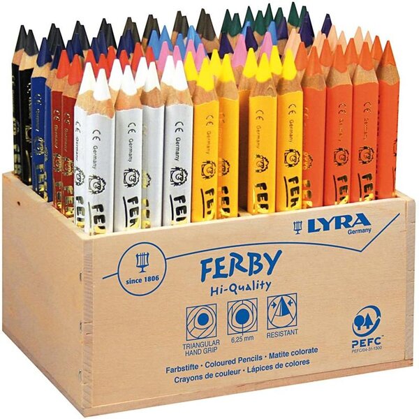 Lyra Super Ferby 1 Kleurpotloden, L: 12 cm, vulling 6,25 mm, diverse kleuren, 96 stuk/ 1 doos