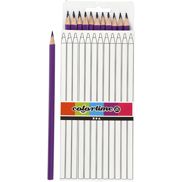Colortime Colortime Kleurpotloden, L: 17 cm, vulling 3 mm, paars, 12 stuk/ 1 doos