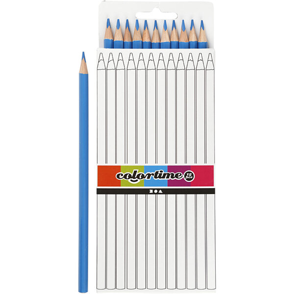Colortime Colortime Kleurpotloden, L: 17 cm, vulling 3 mm, lichtblauw, 12 stuk/ 1 doos