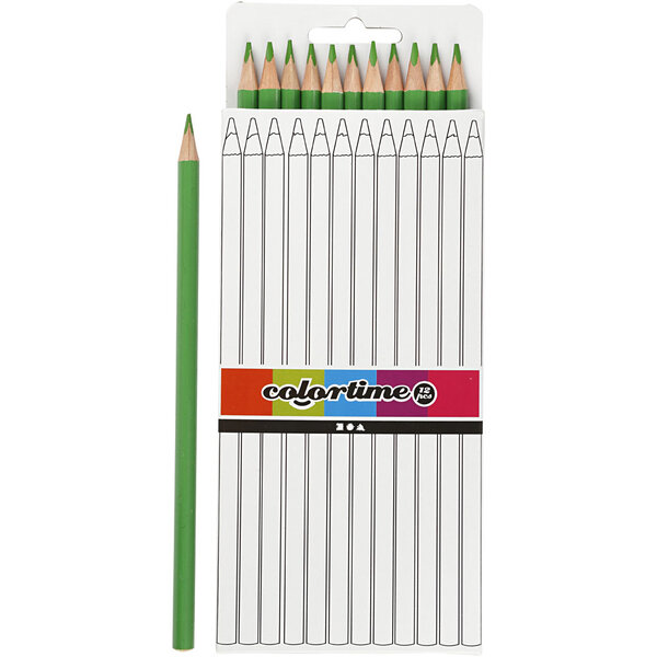 Colortime Colortime Kleurpotloden, L: 17 cm, vulling 3 mm, lichtgroen, 12 stuk/ 1 doos