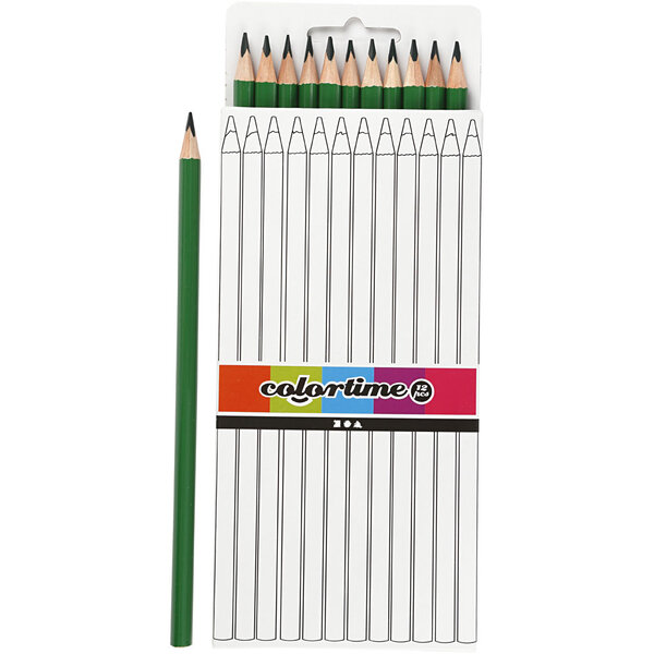 Colortime Colortime Kleurpotloden, L: 17 cm, vulling 3 mm, groen, 12 stuk/ 1 doos