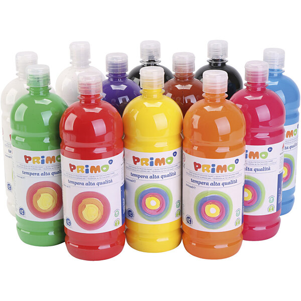 Creativ Company Tempera Verf Mat, matt, diverse kleuren, 12x1000 ml/ 1 doos
