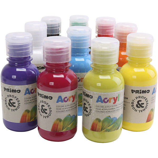 PRIMO PRIMO luxe acrylverf, diverse kleuren, 10x125 ml/ 1 doos