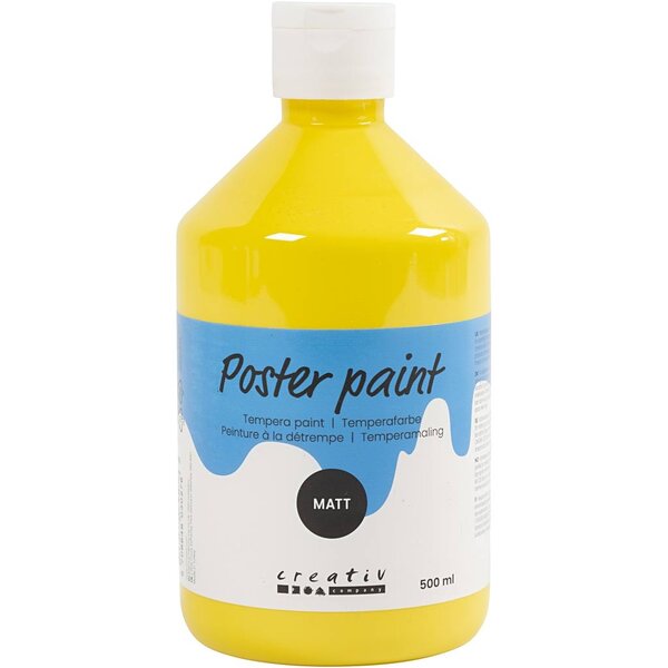 Creativ Company Tempera Verf Mat, primair geel, 500 ml/ 1 fles