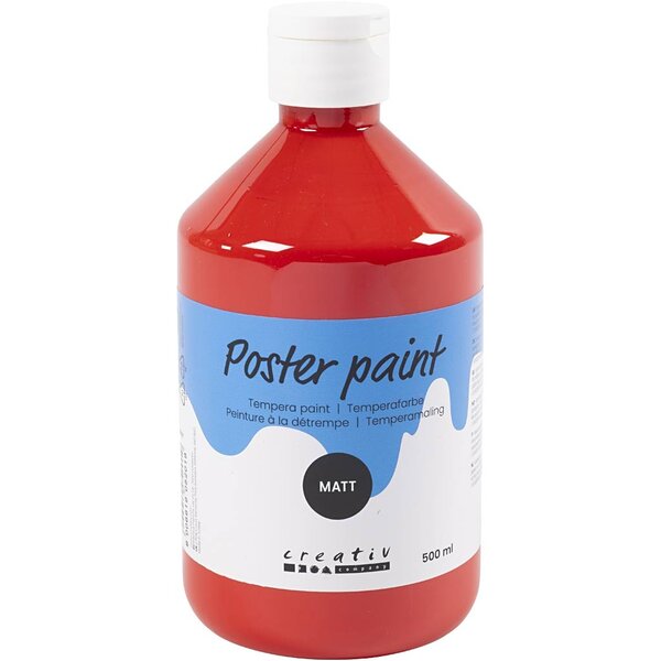 Creativ Company Tempera Verf Mat, rood, 500 ml/ 1 fles