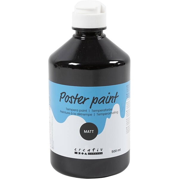 Creativ Company Tempera Verf Mat, zwart, 500 ml/ 1 fles