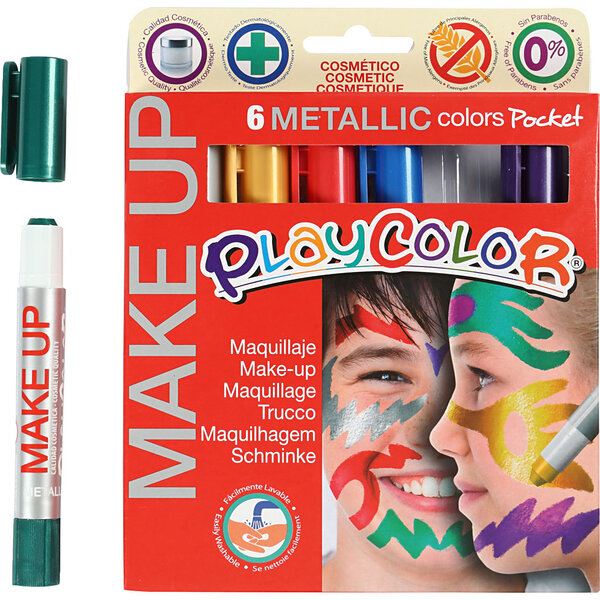 PlayColor® Playcolor Make up, metallic, diverse kleuren, 6x5 gr/ 1 doos