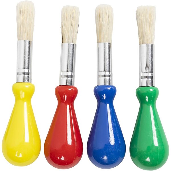 Creativ Company Kinderkwasten, L: 11,5 cm, d 13 mm, B: 11 mm, rond, 4 stuk/ 1 doos