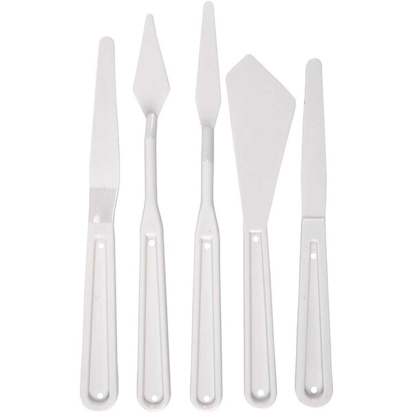 Creativ Company Paletmessen, L: 17-20 cm, B: 13-33 mm, wit, 5 stuk/ 1 doos